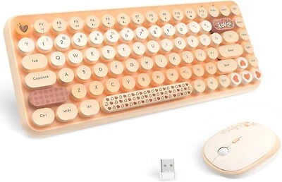 AJAZZ 308i Wireless Keyboard and Mouse Set, Retro Typewriter with Gradient Round
