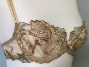 **32 C Simone Perele Demi embroidered sheer cups Underwire Bra made in FRANCE