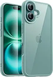 JETech Case for iPhone 16 Plus 6.7-Inch, Shockproof Phone Bumper Cover, Solid Color Matte TPU Frame, Anti-Scratch Clear Back (Teal)