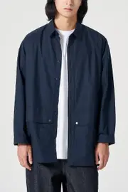 Oxford Oversized Shirt Jacket Navy