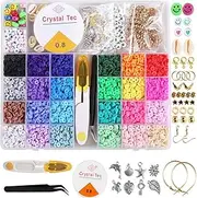 Clay Beads Bracelet Making Kits for Girls,4840 PCS Jewelry Making Kit with 4320PCS 6mm Polymer Clay Beads, 520PCS Letter Beads, Smiley Face Beads, Charms, Gold Spacer Beads, Pearls for Kids Adults