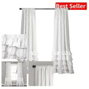Light Filtering Ruffle Curtain Panel Set - 95" L x 40" W, 2-Piece Grommet