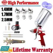3 Nozzles Spray Gun Paint sprayer fit Cars Primer Detail Basecoat Clearcoat Red
