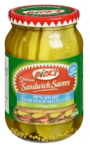 Bick's 50% Less Salt Sandwich Savers Pickles, 500mL