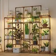 GENTINGBRO Plant Stand Indoor with Grow Light 14 tiers Large Plant Shelf for Indoor Plants Display Heavy Duty Plant Rack for Living Room Patio Decor