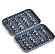 Fly Fishing Assortment - Realistic Fishing Kit | 40pcs Fly Lures with Fly Box Hooks for Trout Salmon Bass Access Fishing