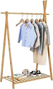 Jotsport Bamboo Kids Dress Up Rack with Storage Shelf Small Child Garment Rack Open Wardorbe Closet for Play Room, Nursery, Baby Shower