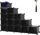 Shoe Rack, Space-Saving 15-Slot Plastic Storage Organizer Unit, Modular Cabinet,