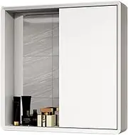 Mirror Cabinets Bathroom Hidden Sliding Mirror with Shelf Medicine Cabinet with Mirror Bathroom Wall Cabinet Wall Lockers with Double Mirror (White 70 * 65 * 14cm)