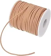 uxcell Suede Cord with Roll Spool 3mm 50 Yard, Flat Faux Leather Lace for Necklace Bracelet Jewelry Making Beading DIY Crafts, Light Brown