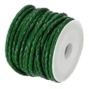 5.5 Yards/ 5 m Round Braided Leather Cord (Dark Green, 3mm/0.12")