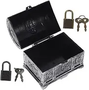 BESTYASH Vintage Style Treasure Chest Sturdy Plastic Storage Box Lock Great for Boys and Girls' Toys Jewelry Display