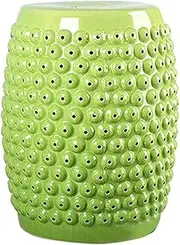 Ceramic Drum Table Decorative Garden stools, Decorative Ceramic Garden Stool, Glazed Hollow Shoe Changing Stool Drum Stool, Suitable for Outdoor Garden,(Light Green)