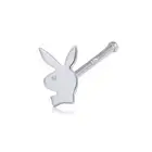 14K Solid White Gold Bunny Nose Stud Ring 20g - Rabbit Body Piercing