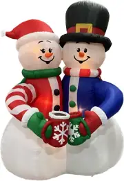 8ft Gemmy Airblown Inflatable Prototype Christmas Snowcouple Hot Cocoa #881439