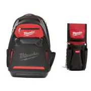 10" Jobsite Backpack with 7-Pocket Compact Utility Pouch Heavy Duty Tool Storage