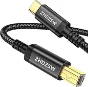 USB B to USB C Cable 2M,USB C to USB B Cable, USB C Printer Cable Braided Compatible with MacBook Pro/Air iMac,XPS,HP,Epson,Canon Printer,Scanner,Lexmark,MIDI Controller,DAC etc Black