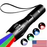 4 in 1 Multicolor Red Green Blue White Light LED Flashlight Torch Hunting Light