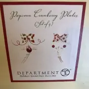 DEPT 56 Patience Brewster Krinkles POPCORN CRANBERRY PLATES SET OF 4 NEW (T)