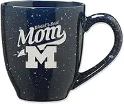 Rico Industries NCAA Michigan Wolverines Mom-Navy 16 oz Team Color Laser Engraved Speckled Ceramic Coffee Mug