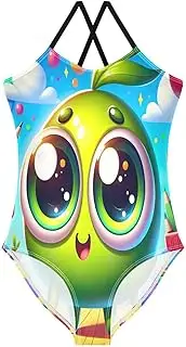 [RPLIFE] Cartoon with Big Eyes Girls Swimming Suits, Girls Athletic Swimsuit, Beach Swim Suits Kids 3-10T, Cartoon With Big Eyes 1, 9-10 Years