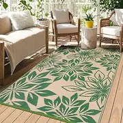 TUKDAK Outdoor Rug Weatherproof 120 x 180 cm, Green UV-Resistant Picnic Blanket for Outdoor, Reversible Outdoor Rug for Garden, Lightweight Plastic Straw Patio Mat for RV Picnic Balcony