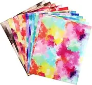jojofuny 12pcs Tie Dye Heat Transfer Vinyl Bundle for Shirts Infusible Transfer Sheets Compatible with Various Fabrics Easy to Cut and Apply