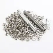 100 Set 4/5/6/8/10/12/14/17mm Silver Leather Eyelets Die Punch Grommets Tool Kit