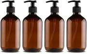 4PCS Empty Lotion Pump Bottles Plastic Shower Gel Bottle 500ML Hand Container Dispenser Spray Amber