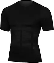 Tight Compression Shirt for Men's, Stretchy Body Shaping Undershirts Gym Waist Trainer Shapewear Top for Slimming