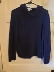 J. CREW Men’s XL Hoodie Navy Blue Lambswool Blend Pullover Knit Sweater NWT
