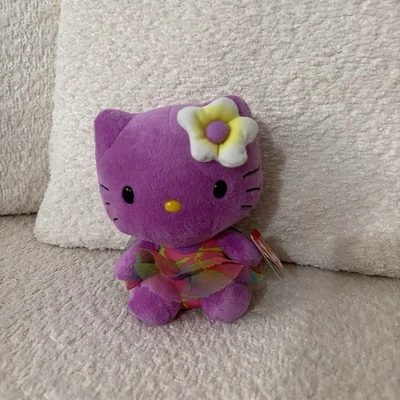 Hello Kitty TY Purple Hawaiian Small Plush NEW