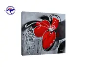 THE RED PASSION FLOWER MODERN ART HANDMADE ON CANVAS-2 SIZES WOODEN FRAME