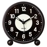 Alarm Clock Luminous 4 inchRound Silent Analog Table Clock Non-Ticking,Battery O
