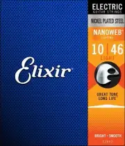 Elixir 12052 Nickel Plated Steel Electric Guitar Strings with NANOWEB. Light 10-