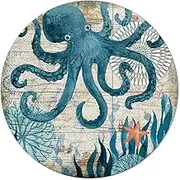 Watercolor Sea Octopus Kraken Area Rug Round Rugs 3ft, Ocean Animal Collection Area Runner Circle Rug (Non-Slip) Carpets Kids Living Room Bedroom Indoor Outdoor Nursery Rugs Décor