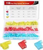Nilight 50047R 110pcs Nylon Flag Spade Female Insulated Quick Disconnects 22-18 16-14 12-10 Gauge Flag Spade Electrical Crimp Terminals Connector Assortment Set