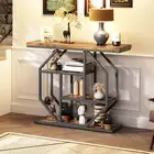47.2'' Sturdy Woodgrain Finish Console Table Entrance Hallway w/ Storage Shelves