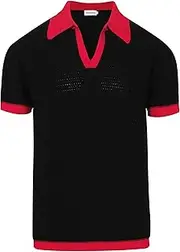 [OXKnitstore] OXKNIT Men's Knit Retro Polo Shirts Green Short Sleeve Summer Jacquard Vintage Casual Golf Shirts