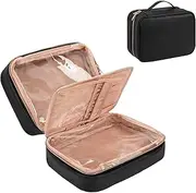 [Relavel] Cosmetic Bag, Toiletry Bag, Women's Travel Cosmetic Organiser Bag, Waterproof Make-up Bag, Make-up Bag with Make-up Brush Compartment, Black, 25×10×18cm, Travel