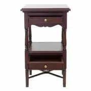 Solid Mahogany Wood Side Table w/ Drawers Lamp Square Antique Reproduction Style