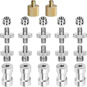ChromLives 22Pack Camera Screw Adapter 1/4 to 1/4 Screw 1/4 to 3/8 Tripod Screw Adapter Converter Brass Screw Adapter Spigot Screw Mount Set for Camera Tripod Monopod Ballhead Flash Light,Combo Pack