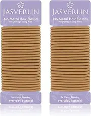 JASVERLIN No Metal Hair Ties Brown Elastics Nylon for Women Girls Large Thick Fine Beauty Hairties Ponytail Holder Snag Free No Damage Breakage 4mm 50 pcs (Light Ash brown)