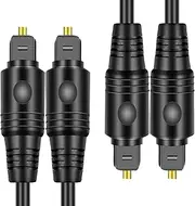 tunghey 2Pack Digital Fiber Optical Toslink Cable Gold Plated for Home Theater, Sound Bar, TV, PS4, X-Box, VD/CD Player,Blu-ray Players,Game Console& More (1M)