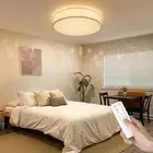 Flush Mount Ceiling Light: 15'' LED Bedroom Light Fixture Dimmable with Fabri...