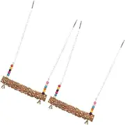 GRIRIW Natural Chicken Swing Toys Set Bird Parrot Training Swing Wooden Perch Stand for Hens Parakeet Perch