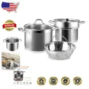 Professional 4PC Stainless Steel Pasta Pot & Steamer Set – 8.6Qt Induction Ready