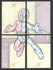 PROJECT SUPERPOWERS (Breygent/2011) SDCC SKETCH 4-CARD PANEL by RUSTY GILLIGAN