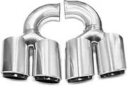 Quad Car Exhaust Tip Compatible For Porsche Cayenne 958 2011-2014 304 Stainless Steel Muffler Tip Nozzle Tip Exhaust System Tuning Tip(Silver Short)