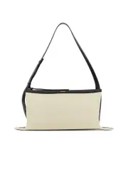 Jil Sander Twotone Canvas And Leather Medium Empire Shoulder Bag